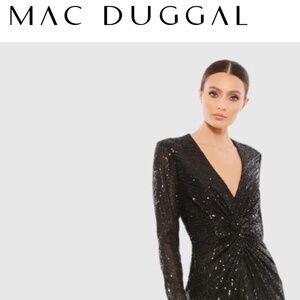 Gorgeous Mac Duggal deep V sequin dress